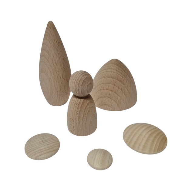 Houten Kegel - Cone 60 x 50 mm, nog 67 x !!