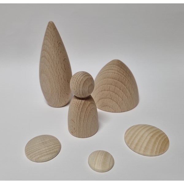 Houten Kegel - Cone 60x50 mm- beukenhout onbehandeld