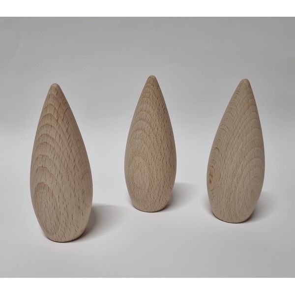 Houten Kegel - Olijfvormig 91x36 mm- beukenhout onbehandeld
