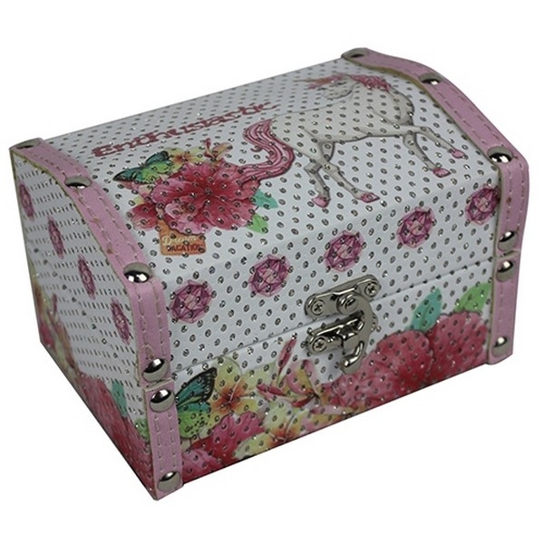 Juwelenkist bol deksel eenhoorn; karton en kunstleer =-/-20%