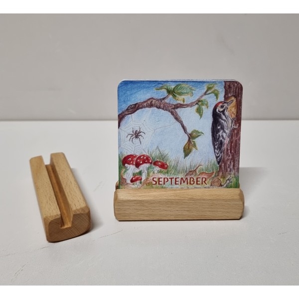 Kaarthouder beuken Maandkaartjes - Lijnolie, eigen productie