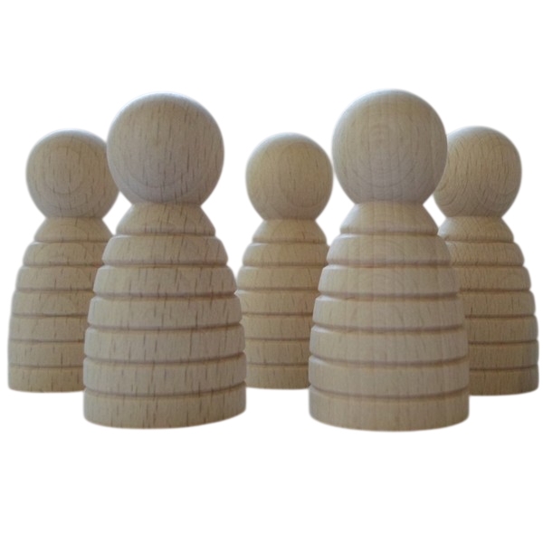 Kegelpoppetje - Bol 60x30 mm met ribbels (Bijtje)
