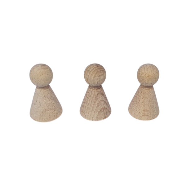 Kegelpoppetje - Kegelvorm 48x27 mm  -  met voetje en nekje