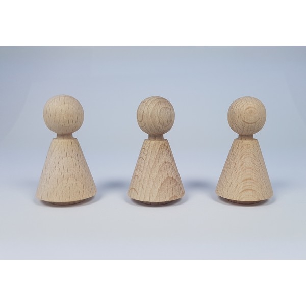 Kegelpoppetje - Kegelvorm 48x27 mm  -  met voetje en nekje