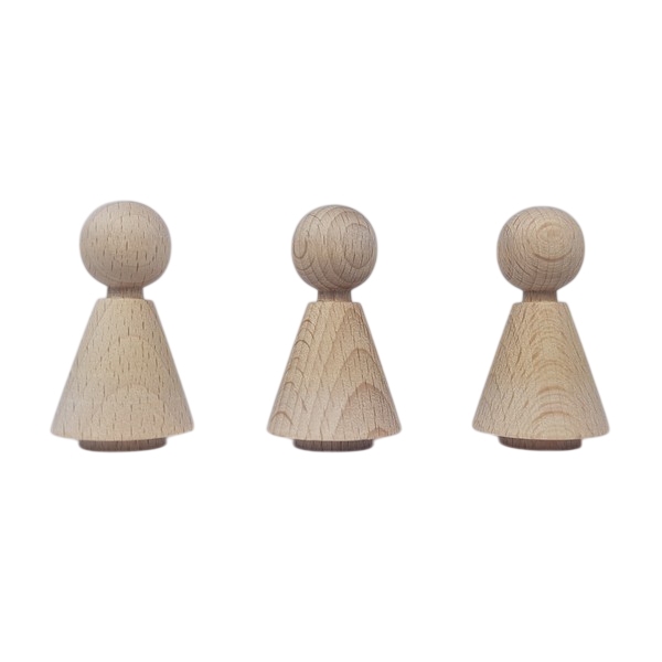 Kegelpoppetje - Kegelvorm 48x27 mm  -  met voetje en nekje