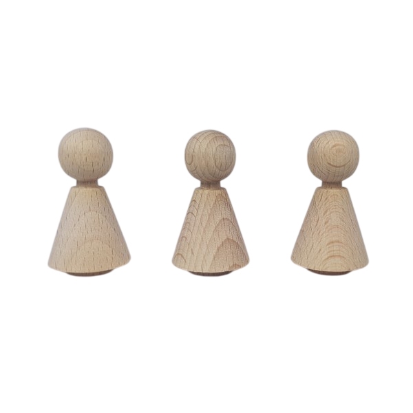 Kegelpoppetje - Kegelvorm 48x27 mm  -  met voetje en nekje
