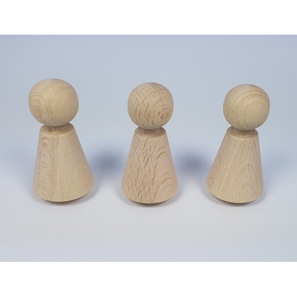 Kegelpoppetje - Kegelvorm 60x30 mm -  met voetje en nekje