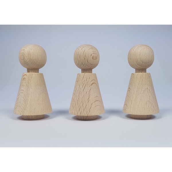 Kegelpoppetje - Kegelvorm 60x30 mm -  met voetje en nekje