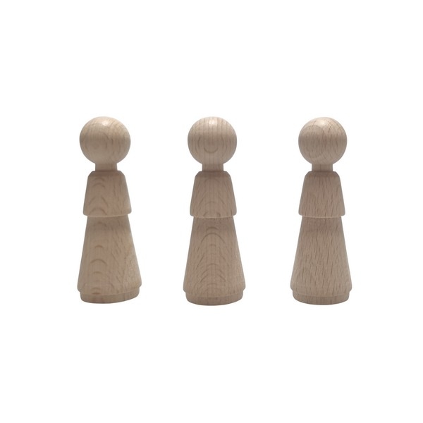 Kegelpoppetje - Moeder met Jurk 71x24 mm