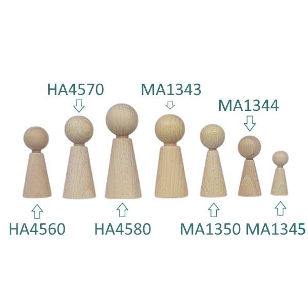Kegelpoppetje - Taps 36x15 mm met nekje