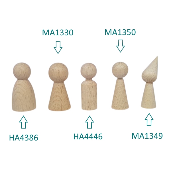 Kegelpoppetje - Taps 60x23 mm met nekje