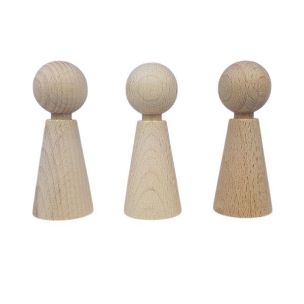 Kegelpoppetje - Taps 70x28 mm met nekje, uitverkocht