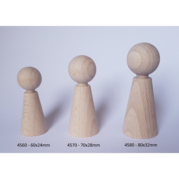 Kegelpoppetje - Taps 80x32 mm met nekje, uitverkocht