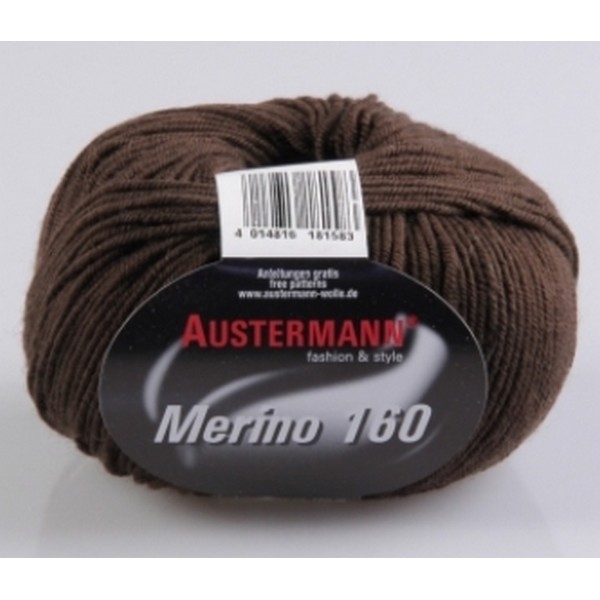 Merino-160 bol 50 gram/160 mtr 100% wol - 206 Bruin, nog 3x