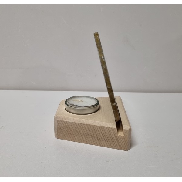 Mineraalhouder met glas-gat beuken - Onbehandeld