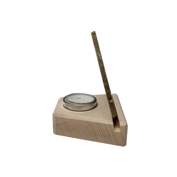 Mineraalhouder met glas-gat beuken - Onbehandeld