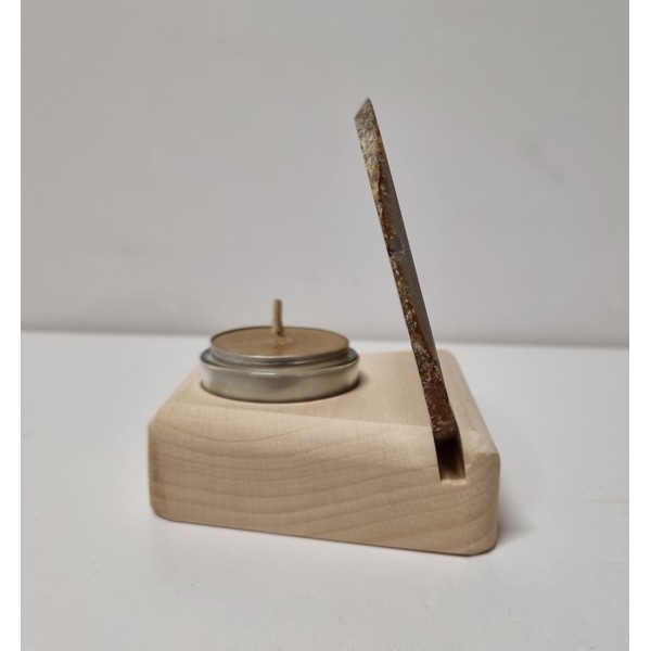 Mineraalhouder met glas-gat beuken afgerond - Onbehandeld