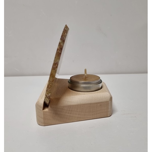 Mineraalhouder met glas-gat beuken afgerond - Onbehandeld