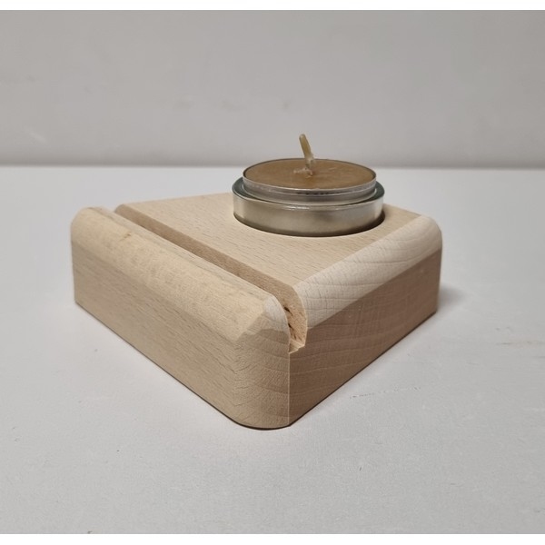 Mineraalhouder met glas-gat beuken afgerond - Onbehandeld