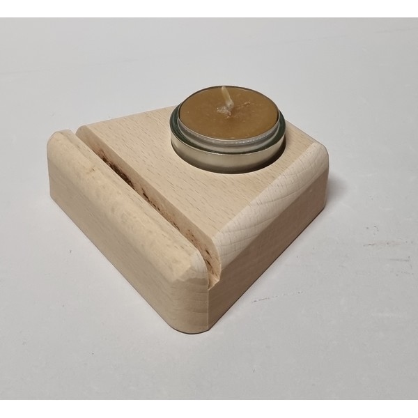 Mineraalhouder met glas-gat beuken afgerond - Onbehandeld