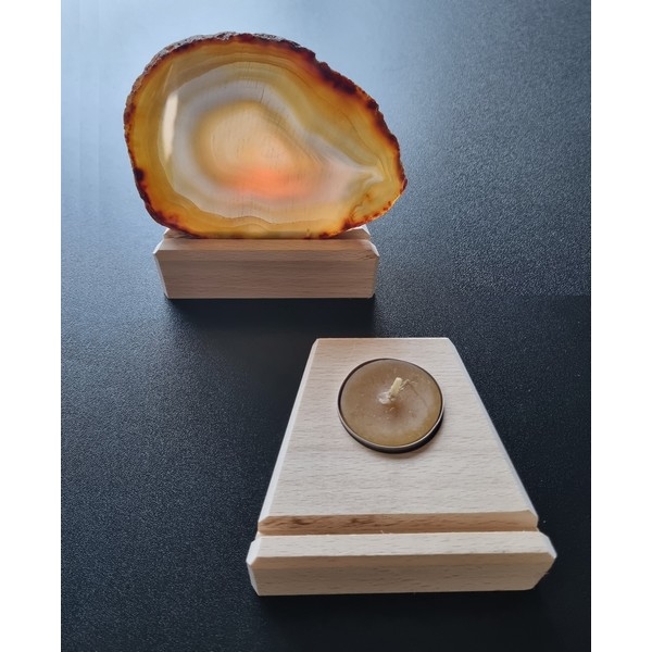 Mineraalhouder met waxine-gat beuken - Lijnolie