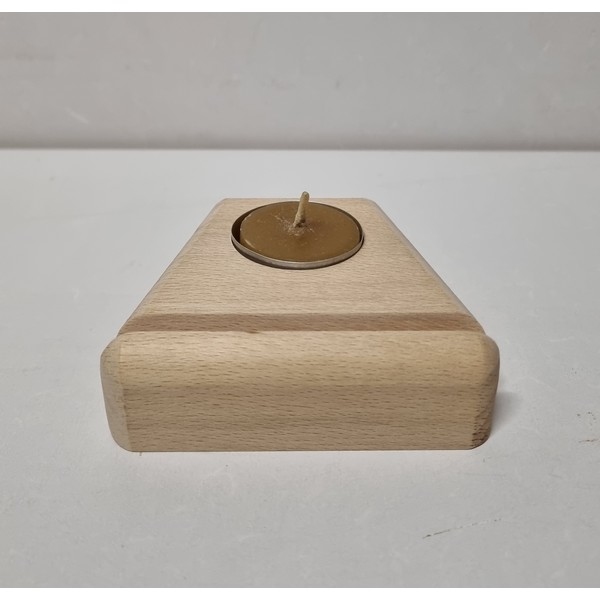 Mineraalhouder met waxine-gat beuken afgerond - Onbehandeld