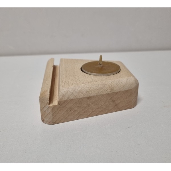 Mineraalhouder met waxine-gat beuken afgerond - Onbehandeld