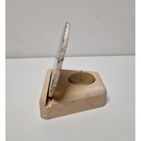 Mineraalhouder met waxine-gat beuken afgerond - Onbehandeld