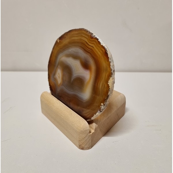 Mineraalhouder met waxine-gat beuken afgerond - Onbehandeld