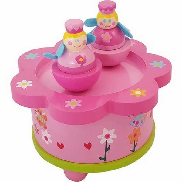 Muziekdoos dansende Prinses rond roze/groen