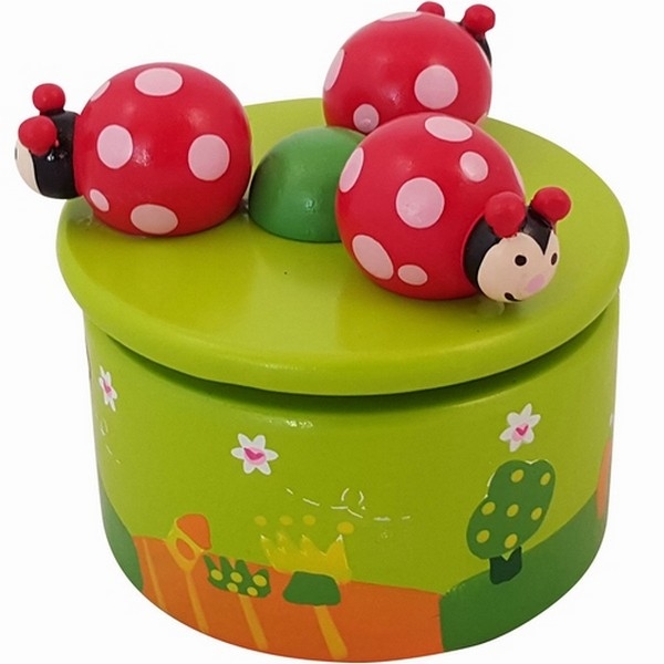 Muziekdoos met 3 lieveheersbeestjes rond, uitverkocht