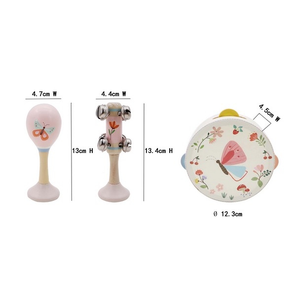 Muziekset 3 delig 3 assorti Vogel/Bij/Vlinder (23919)