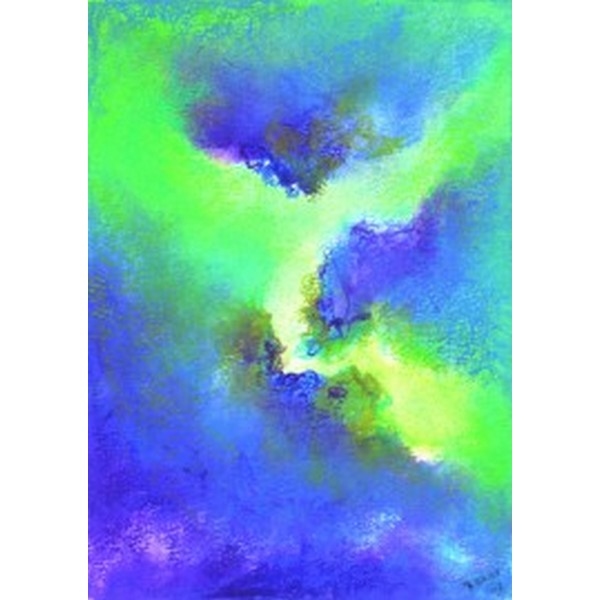 Oliepastelkaart Abstract Blauw-Groen (A1007) per 10 stuks (nog 5x)