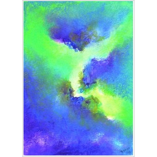 Oliepastelkaart Abstract Blauw-Groen (A1007) per 10 stuks (nog 5x)