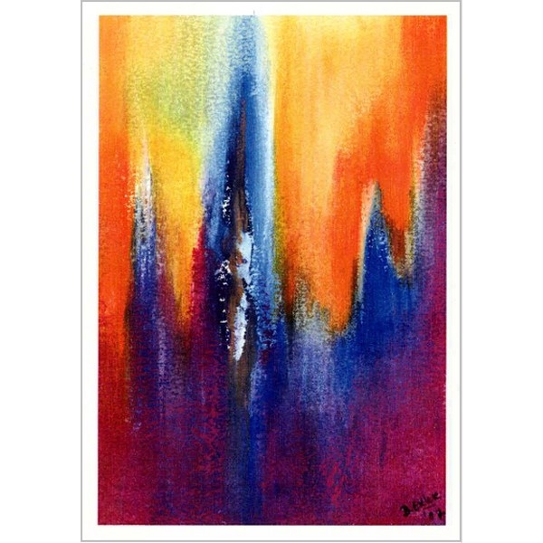 Oliepastelkaart Abstract Klankkleur Oranje/Blauw aanbieding !