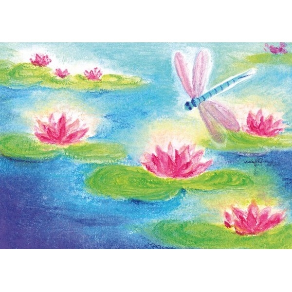 Oliepastelkaart De Libel (Waterlelies) - per 10 stuks