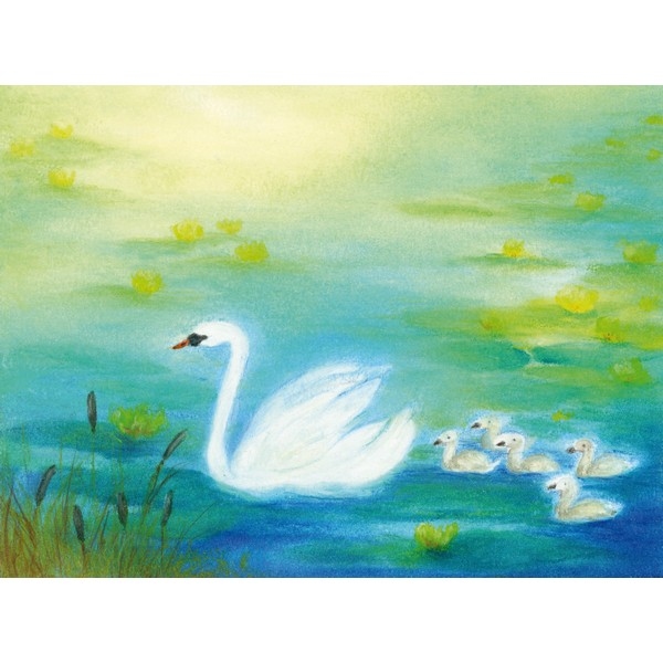 Oliepastelkaart De Zwaan - per 10 stuks (nog 4x)