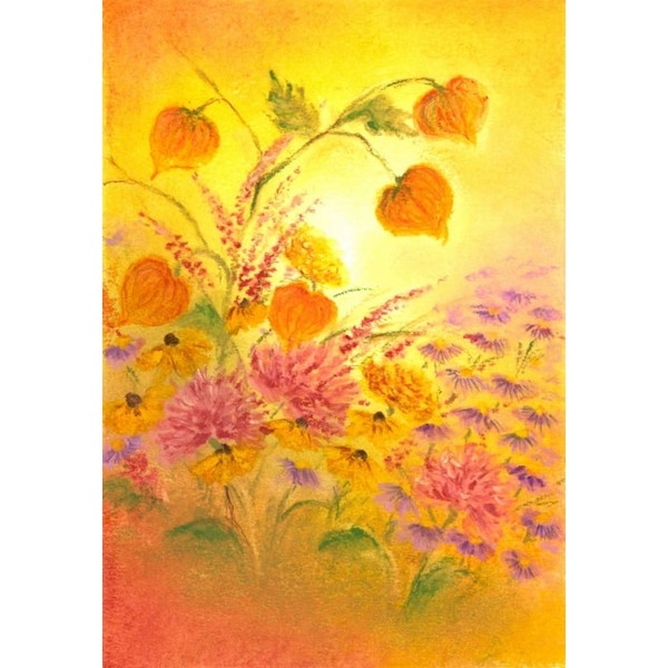 Oliepastelkaart Herfstbloemen per 10 stuks