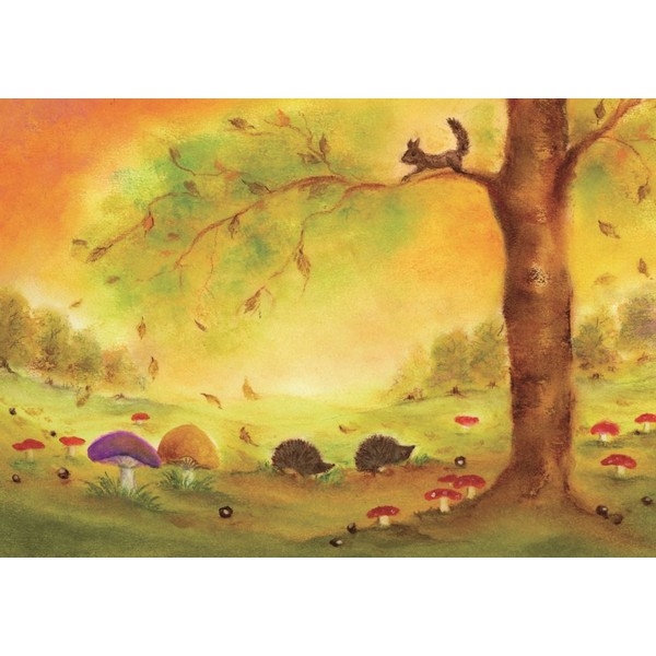 Oliepastelkaart Herfstbos - per 10 stuks