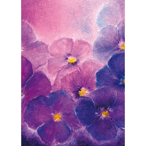 Oliepastelkaart Viooltjes - per 10 stuks