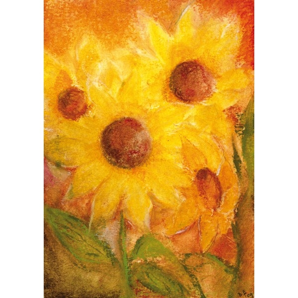 Oliepastelkaart Zonnebloemen - per 10 stuks