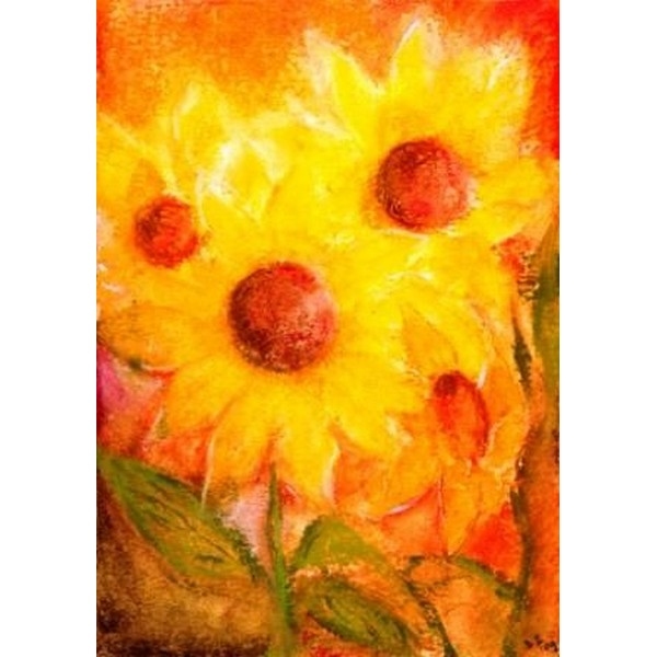 Oliepastelkaart Zonnebloemen - per 10 stuks