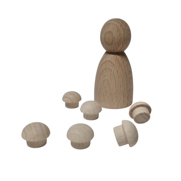 Paddenstoeltje / dopjes - mini 14 x 11 mm - beuken gebleekt