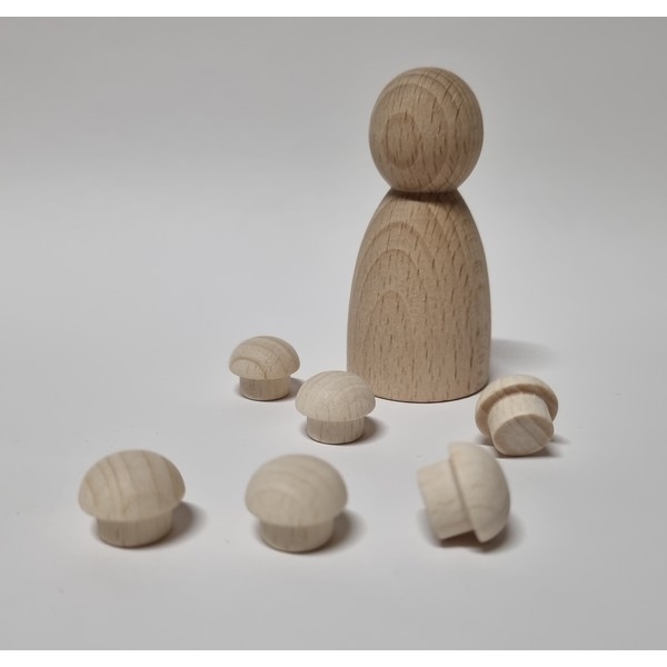 Paddenstoeltje / dopjes - mini 14 x 11 mm - beuken gebleekt