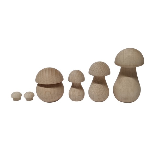 Paddenstoeltje / dopjes - mini 14 x 11 mm - beuken gebleekt