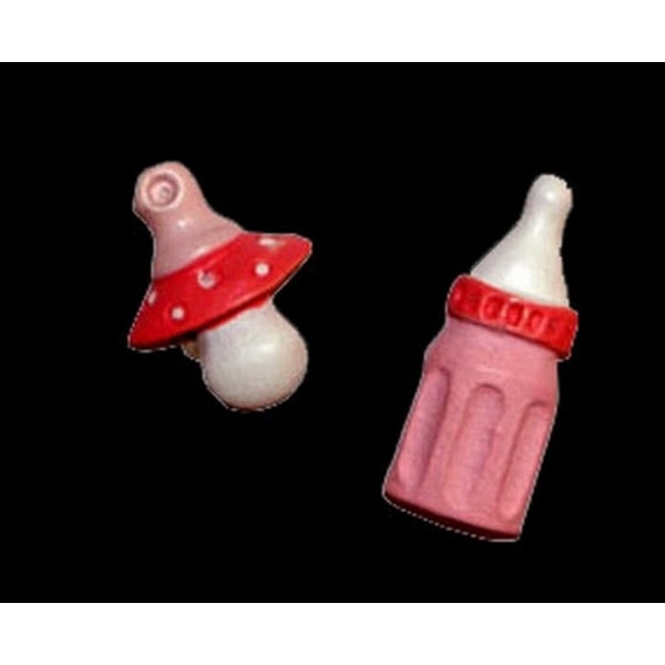 Plakker Babyfles en speen roze 1,5cm 100 stuks =-25%