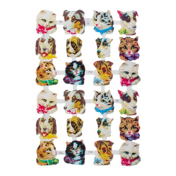 Poëzieplaatje (10st) Honden en Poezen kopjes (24)