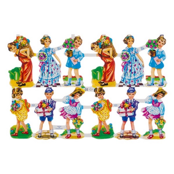 Poëzieplaatje (10st) Jongens & Meisjes met bloemen