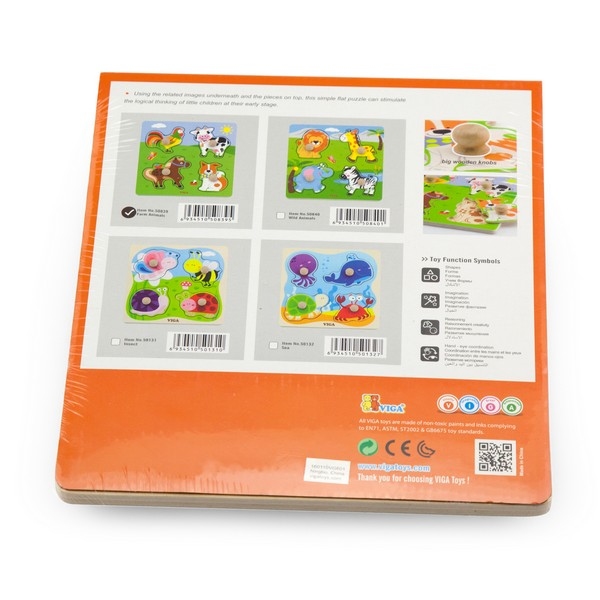 Puzzel houten knop - Boerderijdieren - Viga Toys