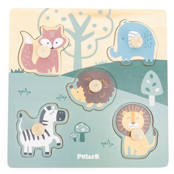 Puzzel houten knop - Dieren - PolarB